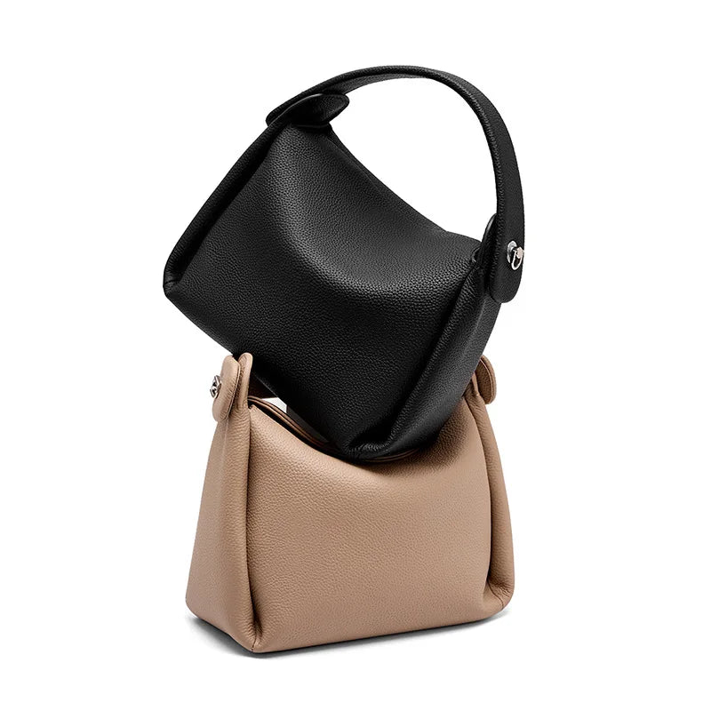Genuine Leather Handbag Women's Cow Leather Crossbody Bag Luxury Shoulder Bag Women's Fashion Handbag Bucket Bag