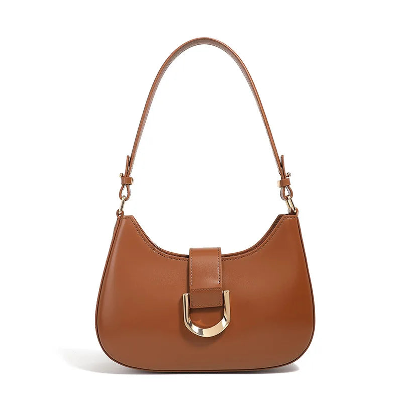 Cowhide Baguette Bag Women's Handbag 2025 Simple Versatile Shoulder Crossbody Bag Niche Design Genuine Leather Bag