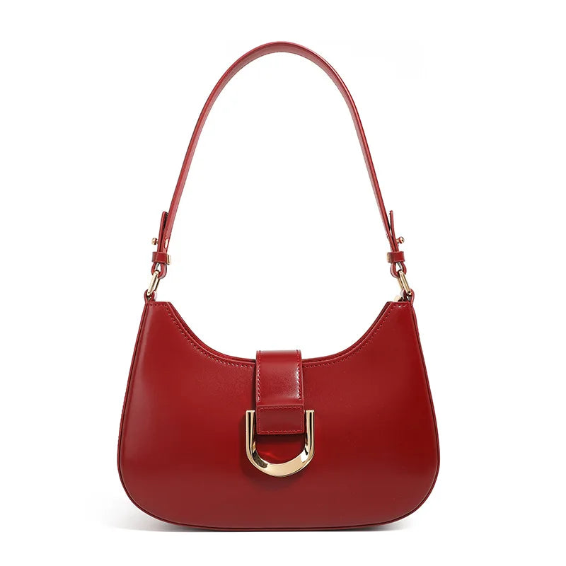 Cowhide Baguette Bag Women's Handbag 2025 Simple Versatile Shoulder Crossbody Bag Niche Design Genuine Leather Bag