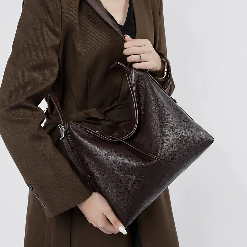 Genuine Leather Women's Handbags Large Capacity Tote Bag 2025 New Shoulder Underarm Bag Retro Ladies Fashion Handbags Soft Bags