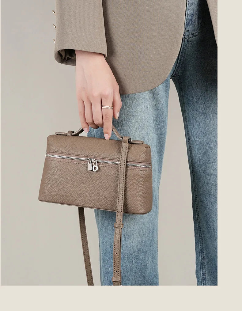 Genuine Leather LP19 Lunch Box Bag Women's 2025 New Handbag Crossbody Small Box Bag
