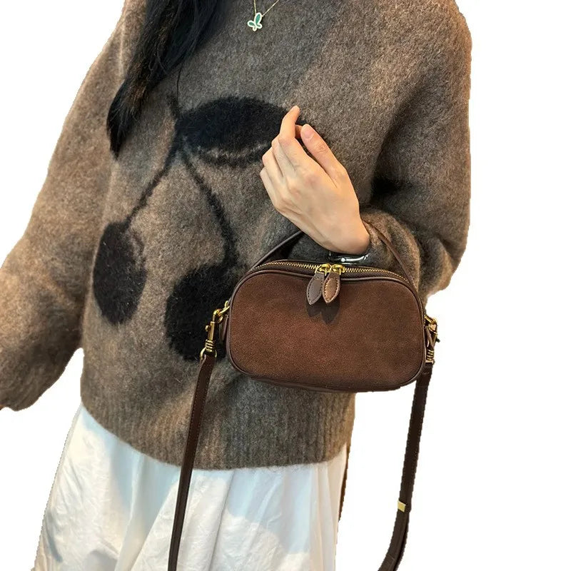 2025 Summer Women Leather Handbag Small Shoulder Crossbody Bag Retro Fashion Tote Purse