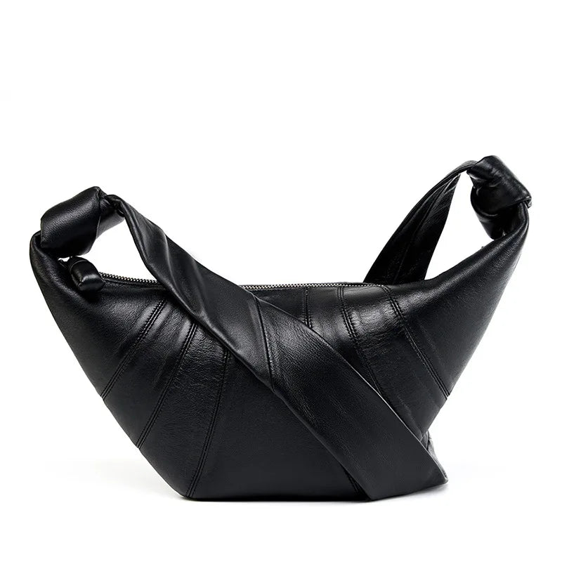 Sheepskin Croissant Bag Women's Genuine Leather Handbags Shoulder Crossbody Bag Ladies Purses and Handbags Soft Hobos Bag