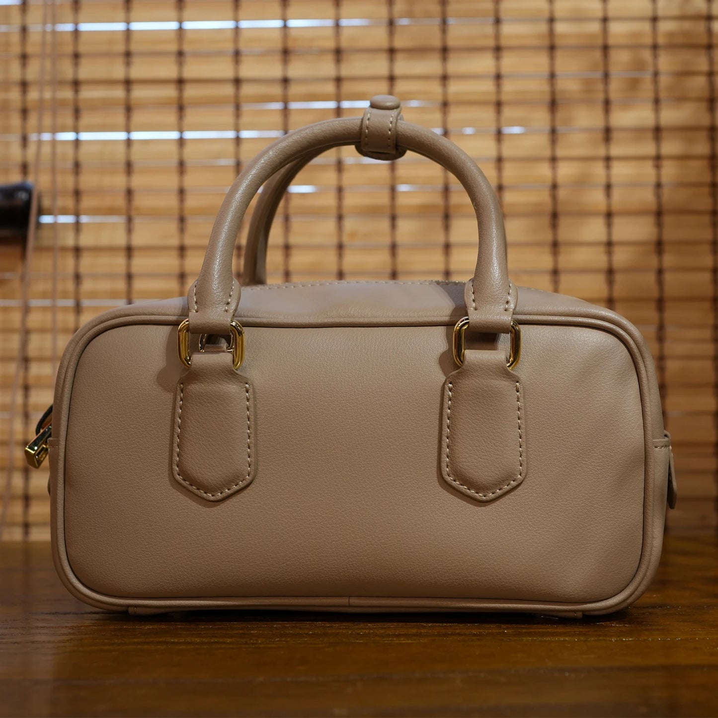 Boston Handbag Vintage Bowling Bag Fashionable Pillow Bag Genuine Leather Single Shoulder Crossbody Bag