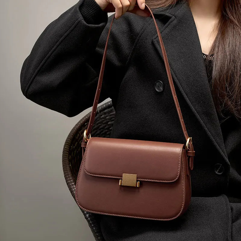 Genuine Leather Shoulder Bag Women Handbags 2025 Autumn Winter Fashion Tofu Underarm Crossbody Bag