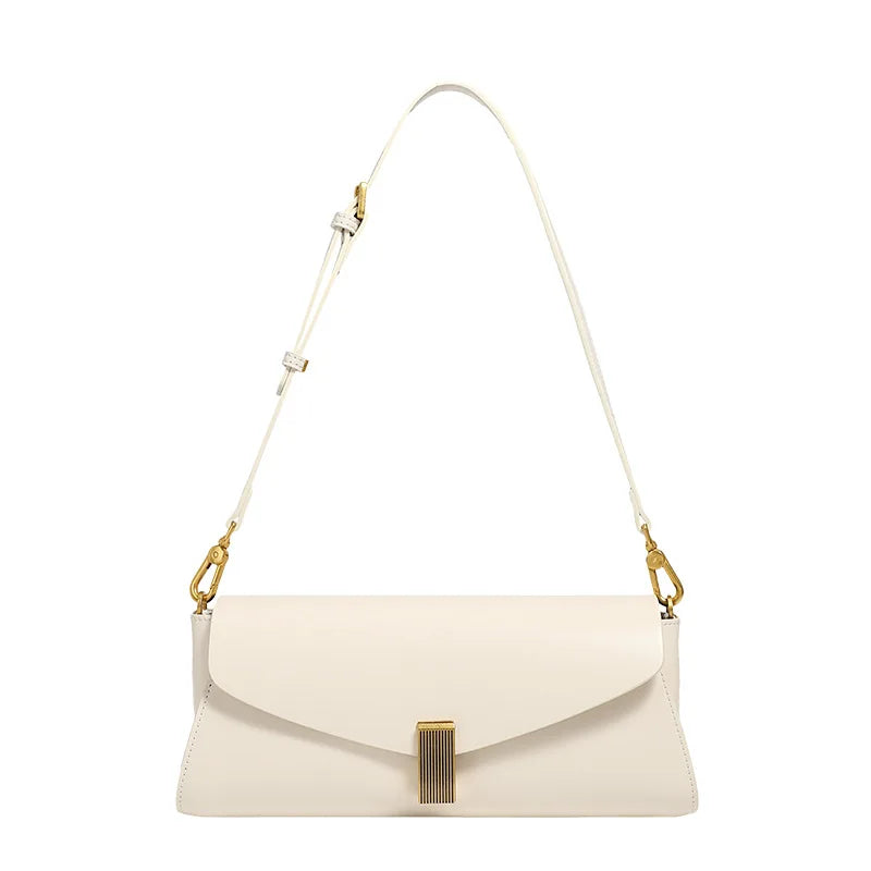 Genuine Leather Baguette Bag Women's Fashion Handbag Shoulder Crossbody Bag Ladies Purses and Handbags Wedding Bridesmaid Bag