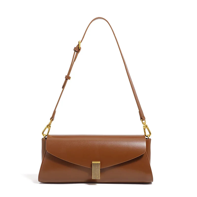 Genuine Leather Baguette Bag Women's Fashion Handbag Shoulder Crossbody Bag Ladies Purses and Handbags Wedding Bridesmaid Bag