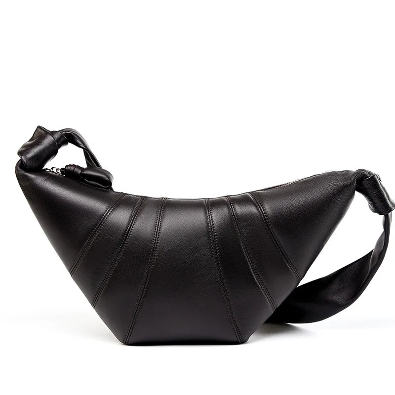 Sheepskin Croissant Bag Women's Genuine Leather Handbags Shoulder Crossbody Bag Ladies Purses and Handbags Soft Hobos Bag