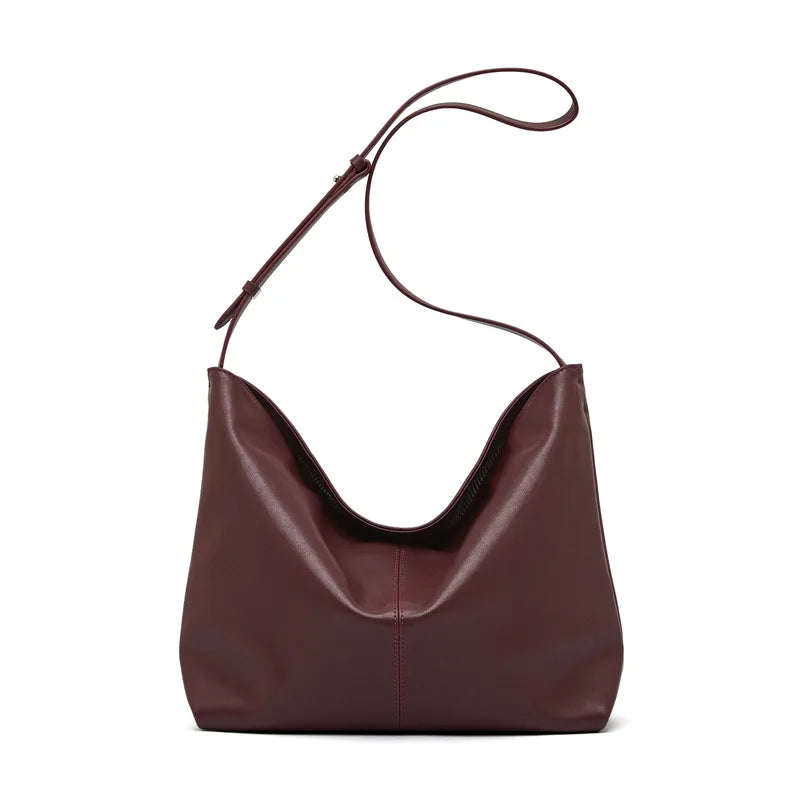 2025 New Genuine Leather Shoulder Bag for Women Large Capacity Hobo Tote Handbag Casual Commuter Bag