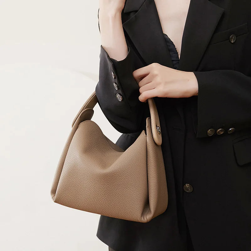 Genuine Leather Handbag Women's Cow Leather Crossbody Bag Luxury Shoulder Bag Women's Fashion Handbag Bucket Bag