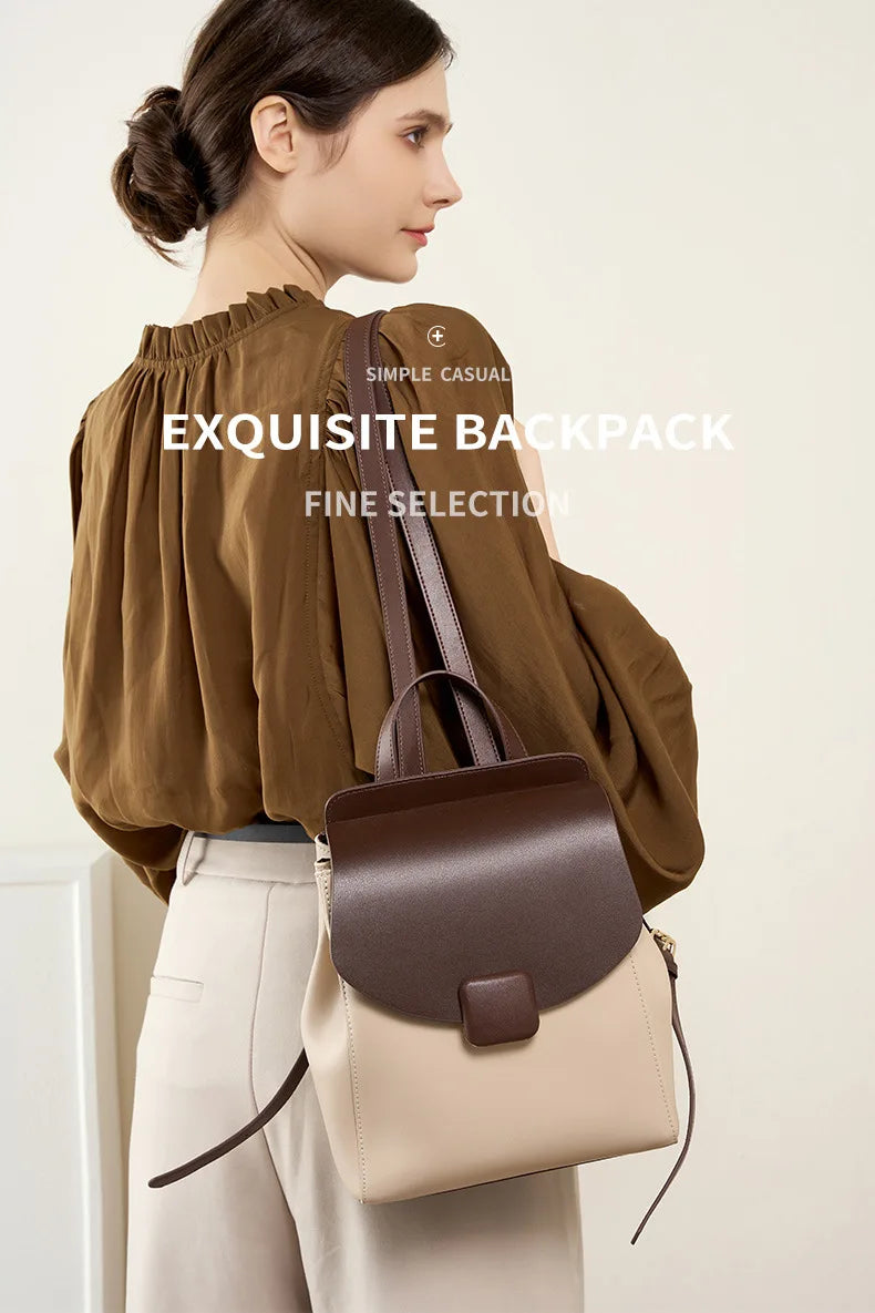 2025 New Women's Small Leather Backpack Travel Lightweight Large Capacity Casual College Bag