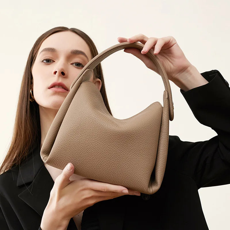Genuine Leather Handbag Women's Cow Leather Crossbody Bag Luxury Shoulder Bag Women's Fashion Handbag Bucket Bag