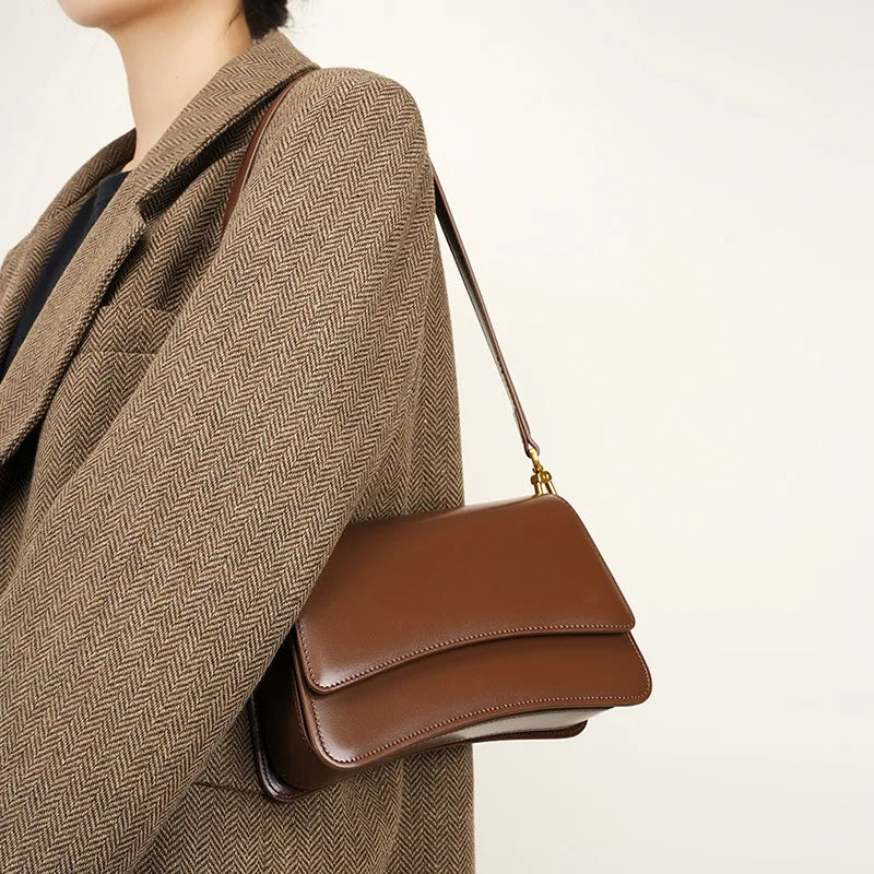Genuine Leather Crossbody Bags Womens Handbag Cowhide High Quality Flap Bag Shoulder Underarm Bag Ladies Purses and Handbags