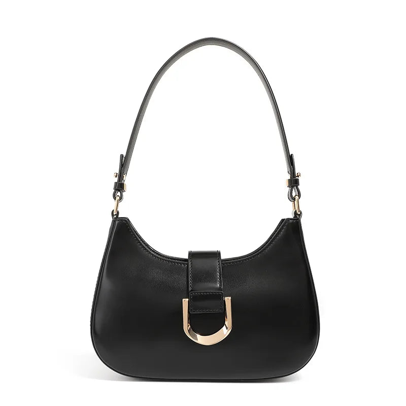 Cowhide Baguette Bag Women's Handbag 2025 Simple Versatile Shoulder Crossbody Bag Niche Design Genuine Leather Bag