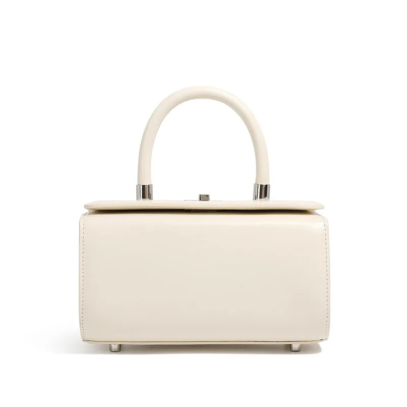 Cowhide Square Bag Women's Genuine Leather Handbag Simple Shoulder Crossbody Bag Ladies Top-Handle Bags