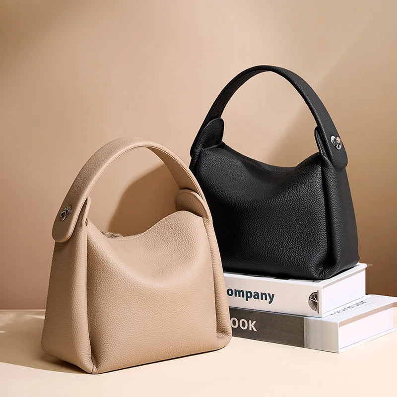 Genuine Leather Handbag Women's Cow Leather Crossbody Bag Luxury Shoulder Bag Women's Fashion Handbag Bucket Bag