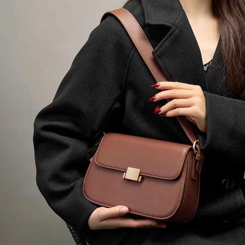 Genuine Leather Shoulder Bag Women Handbags 2025 Autumn Winter Fashion Tofu Underarm Crossbody Bag
