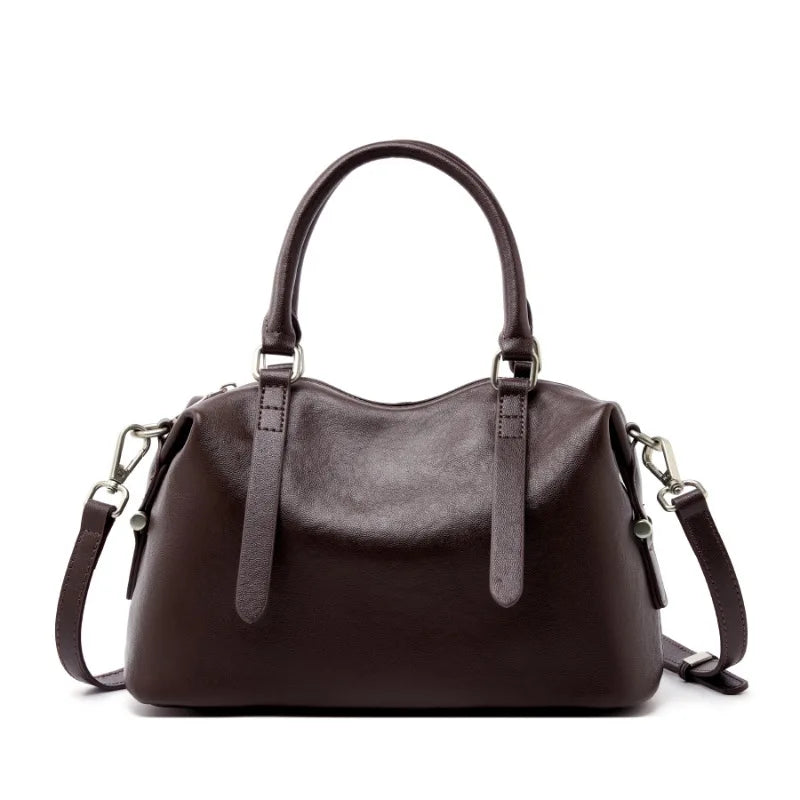 Genuine Leather Top Layer Tanned Handbag 2025 New Fashion Women Vintage Versatile Pillow Bag Ladies Tote