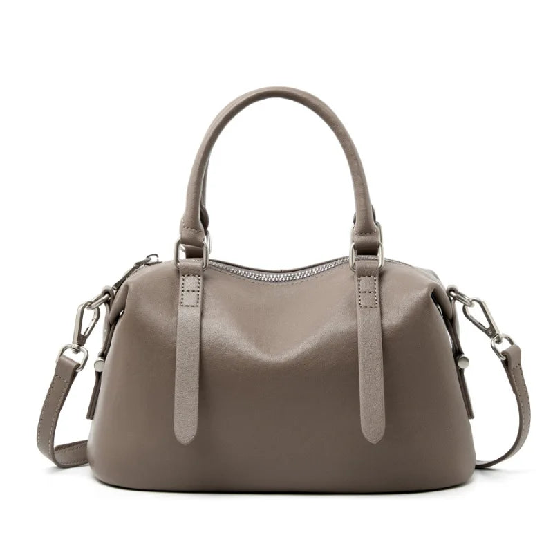 Genuine Leather Top Layer Tanned Handbag 2025 New Fashion Women Vintage Versatile Pillow Bag Ladies Tote