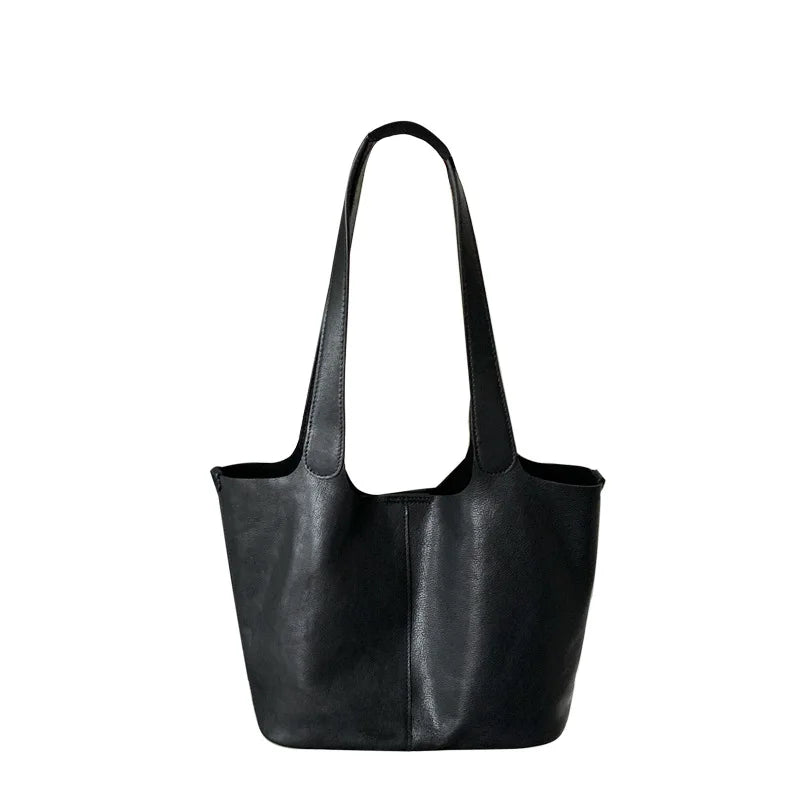 Vintage Leather Tote Bag 2025 New Soft Cowhide Shoulder Bag Casual Work Hobo Handbag for Women