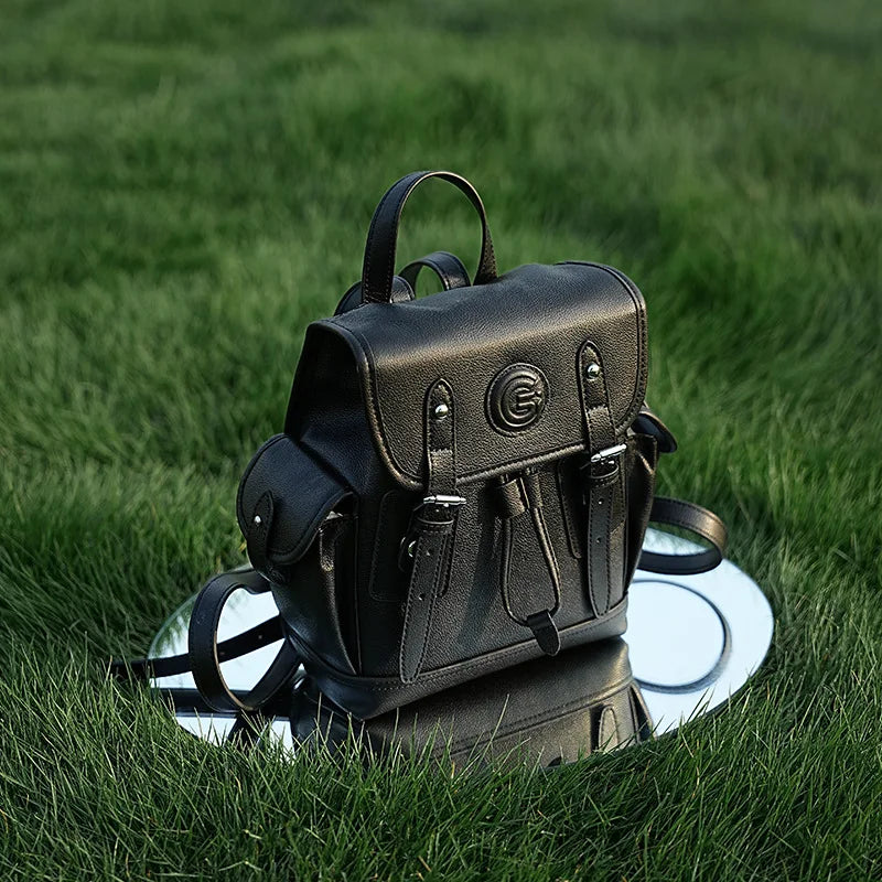 Genuine Leather Korean Style Women Backpack Anti-Theft Large Capacity Travel Shoulder Bag Handbag