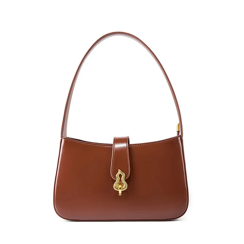 New Genuine Leather Women's Bag Red Elegant Bridal Shoulder Bag Underarm Bag for Daily Use