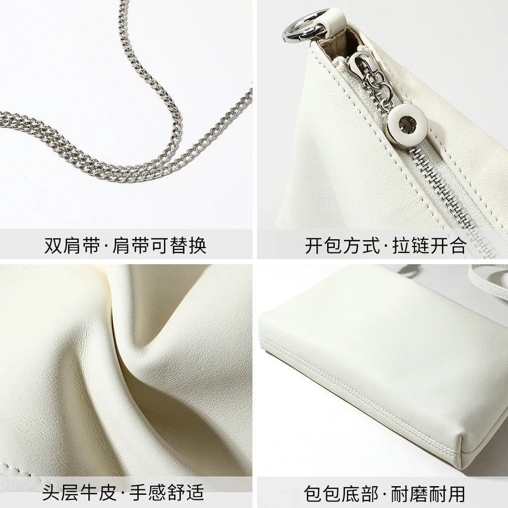 French Style Underarm Bag Elegant Small Square Shoulder Bag Women Niche Design Chain Crossbody Commuter Handbag