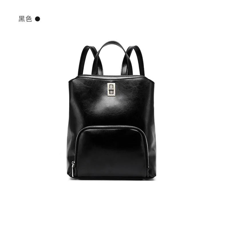 Genuine Leather Large Capacity Travel Tote Bag Fashion Handbag Retro Shoulder Bag Simple Commuter Backpack