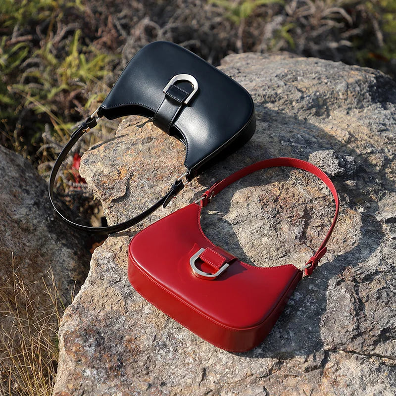 Premium Genuine Leather Baguette Bag for Women 2025 Fashion Simple Versatile Shoulder Crossbody Tote Handbag 