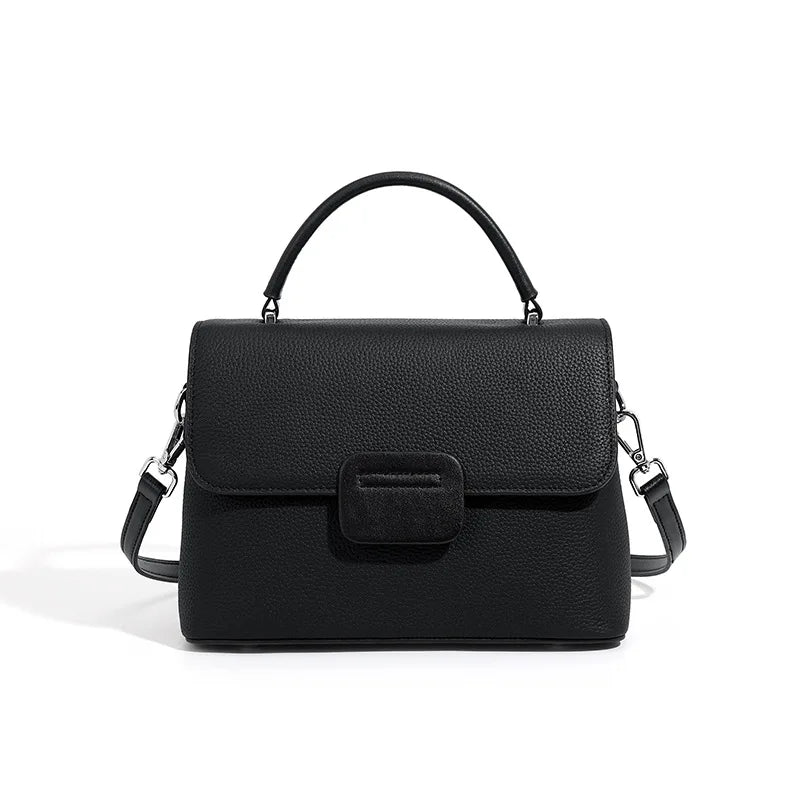 Genuine Leather Women Shoulder Crossbody Bag Simple Fashion Shell Bag with 2 Straps Large Capacity Soft Leather