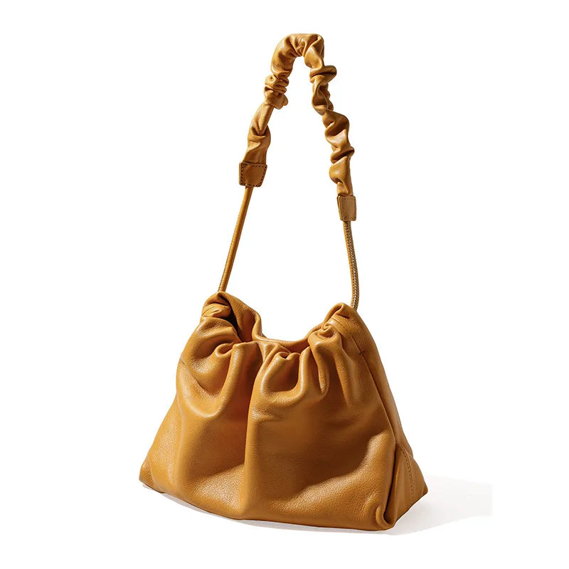 Luxury Leather Women's Drawstring Cloud Bag New Designer Minimalist Crossbody Shoulder Bag Wrinkled Small Handbag