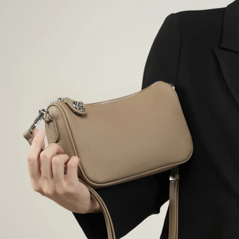 2025 New Genuine Leather Women Shoulder Bag Soft Cowhide Swinger Fashion Crossbody Underarm Bag