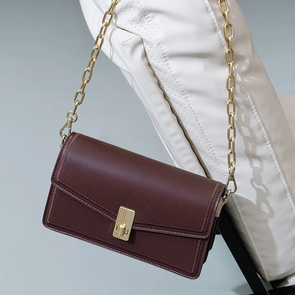 Fashion Versatile Work Small Square Bag Luxury Genuine Leather Women Handbag Shoulder Crossbody Phone Bag