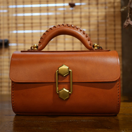 Cowhide Leather Crossbody Bag Women's Vintage Top-Handle Bags Genuine Leather Shoulder Bag Flap Versatile Purse for Commuting