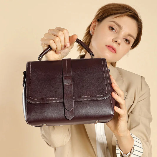 2025 Winter New Fashion Genuine Leather Tanned Tote Shoulder Crossbody Bag Large Capacity Versatile Women Handbag