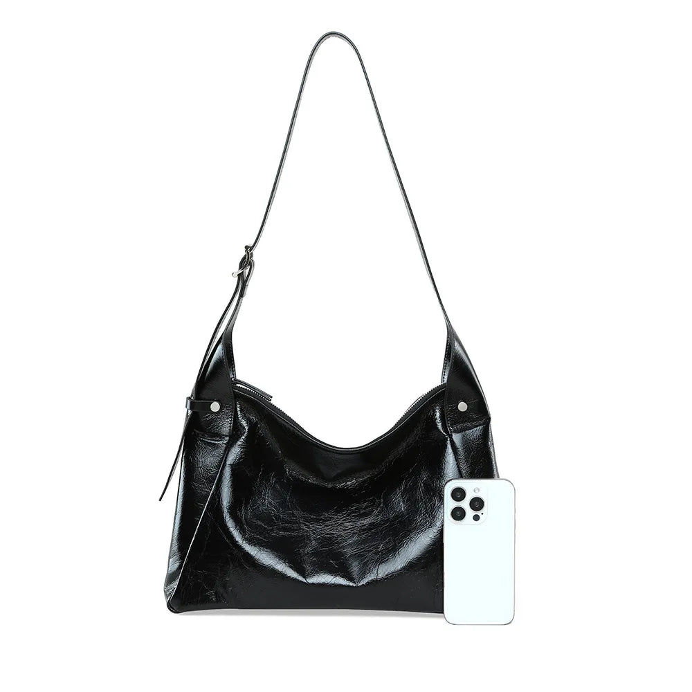 Genuine Leather Women Tote Bag Luxury Soft Waxed Leather Large Capacity Work Shoulder Crossbody Bag