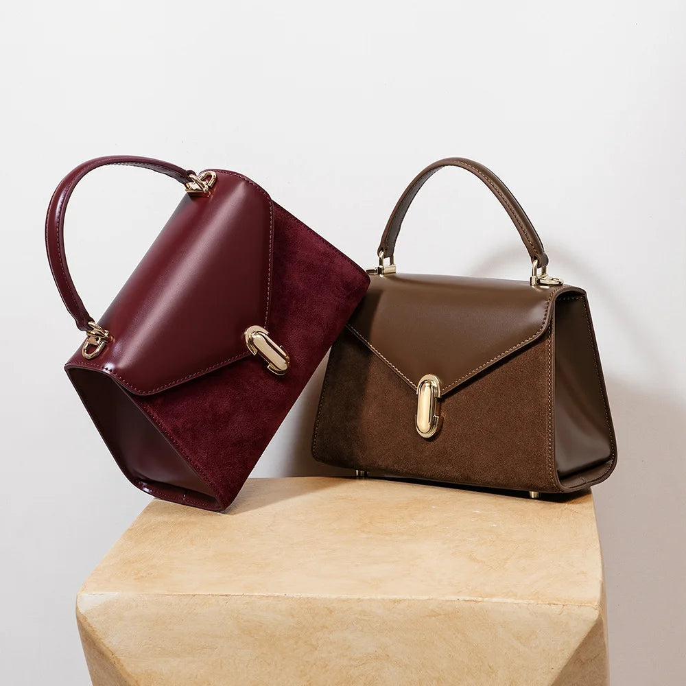 Korean Style Handbag Small Shoulder Bag New Luxury Feel Commuter Minimalist Crossbody Small Square Genuine Leather Women Bag