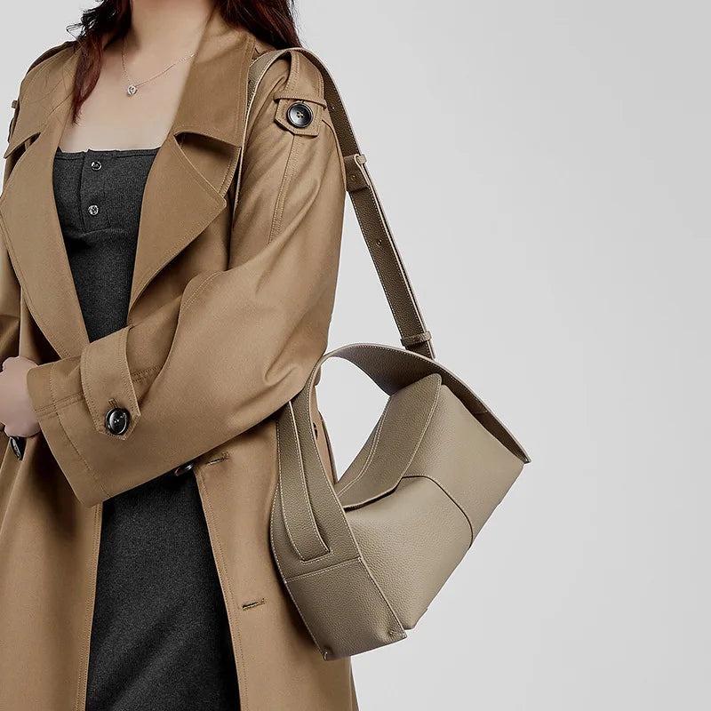 Autumn Winter Genuine Leather Top Layer Detachable Handle Crossbody Shoulder Bag for Women