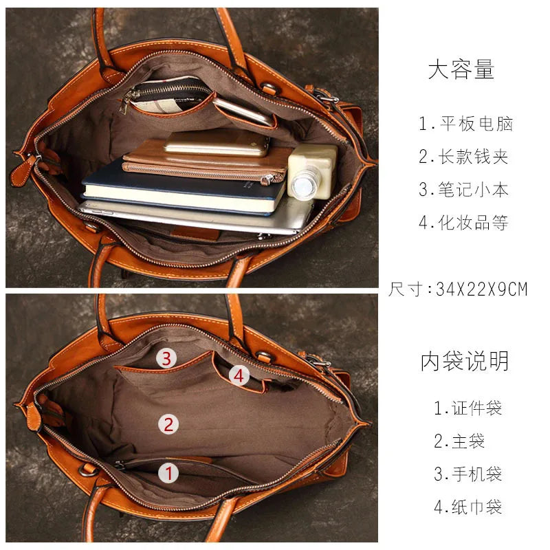 Luxury Genuine Leather Boston Bowling Bag Retro Handbag Shoulder Crossbody Small Designer Trendy 
