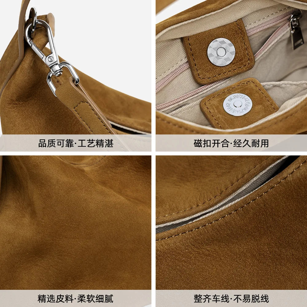 New Matte Leather Shoulder Bag Lunch Box Crossbody Genuine Leather Tote Handbag Luxury Women Bag 