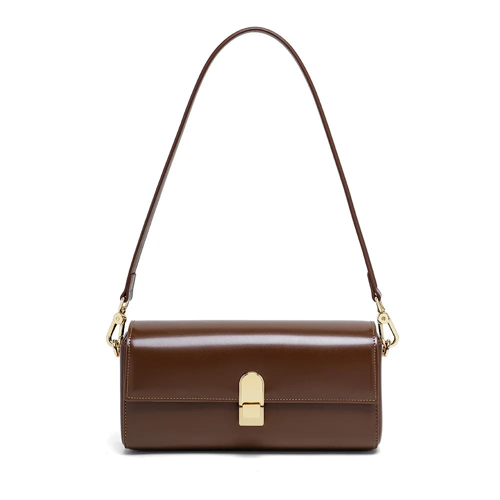 New Leather Women Bag Small Niche Baguette Cowhide High Quality Stylish Shoulder Crossbody Bag