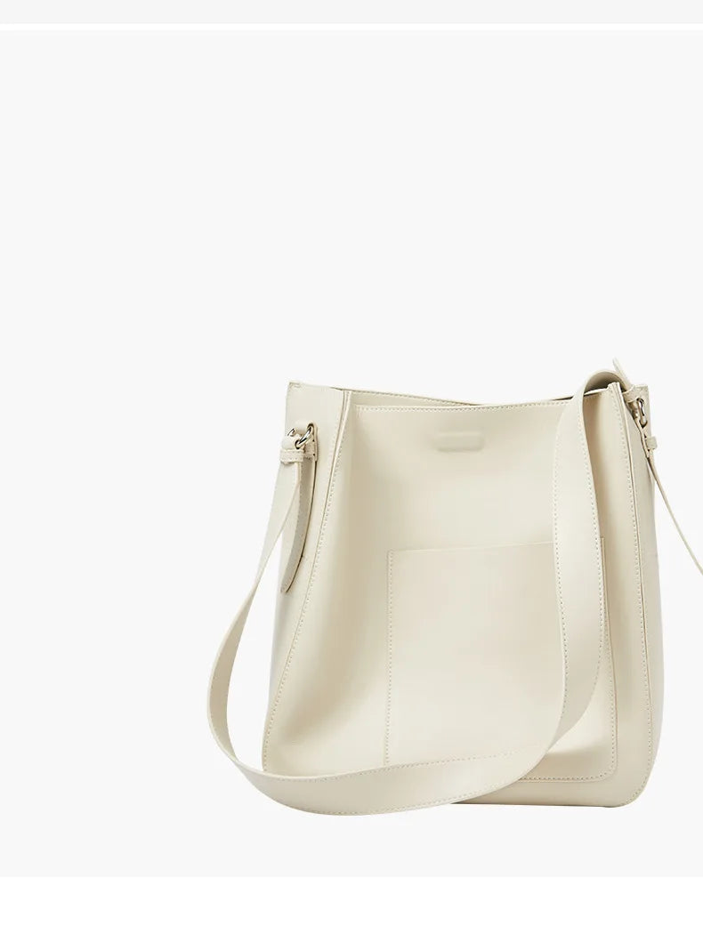 Hot Selling Women's Leather Crossbody Bucket Bag Retro Tote Large Capacity Office Handbag