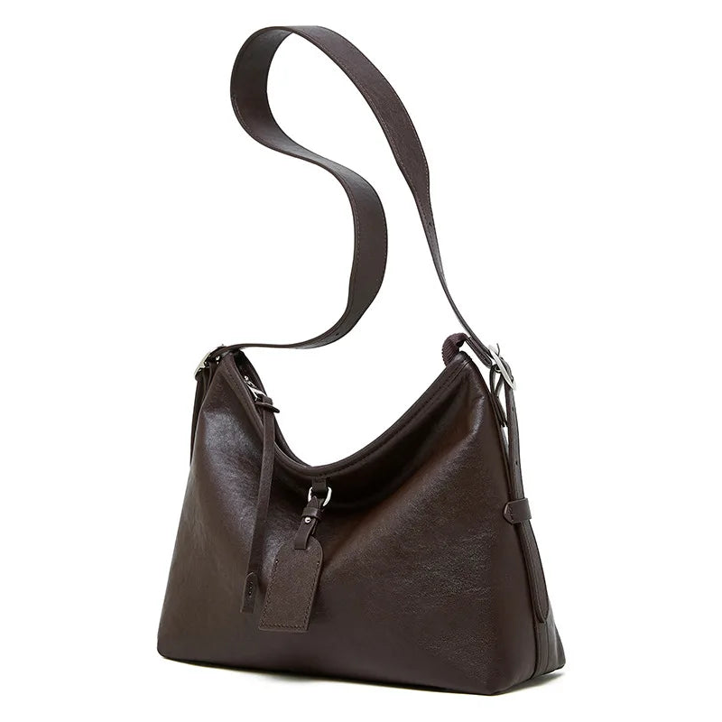 Genuine Leather Women Tote Bag Soft Style First Layer Cowhide Large Capacity Shoulder Crossbody Bag Simple Versatile