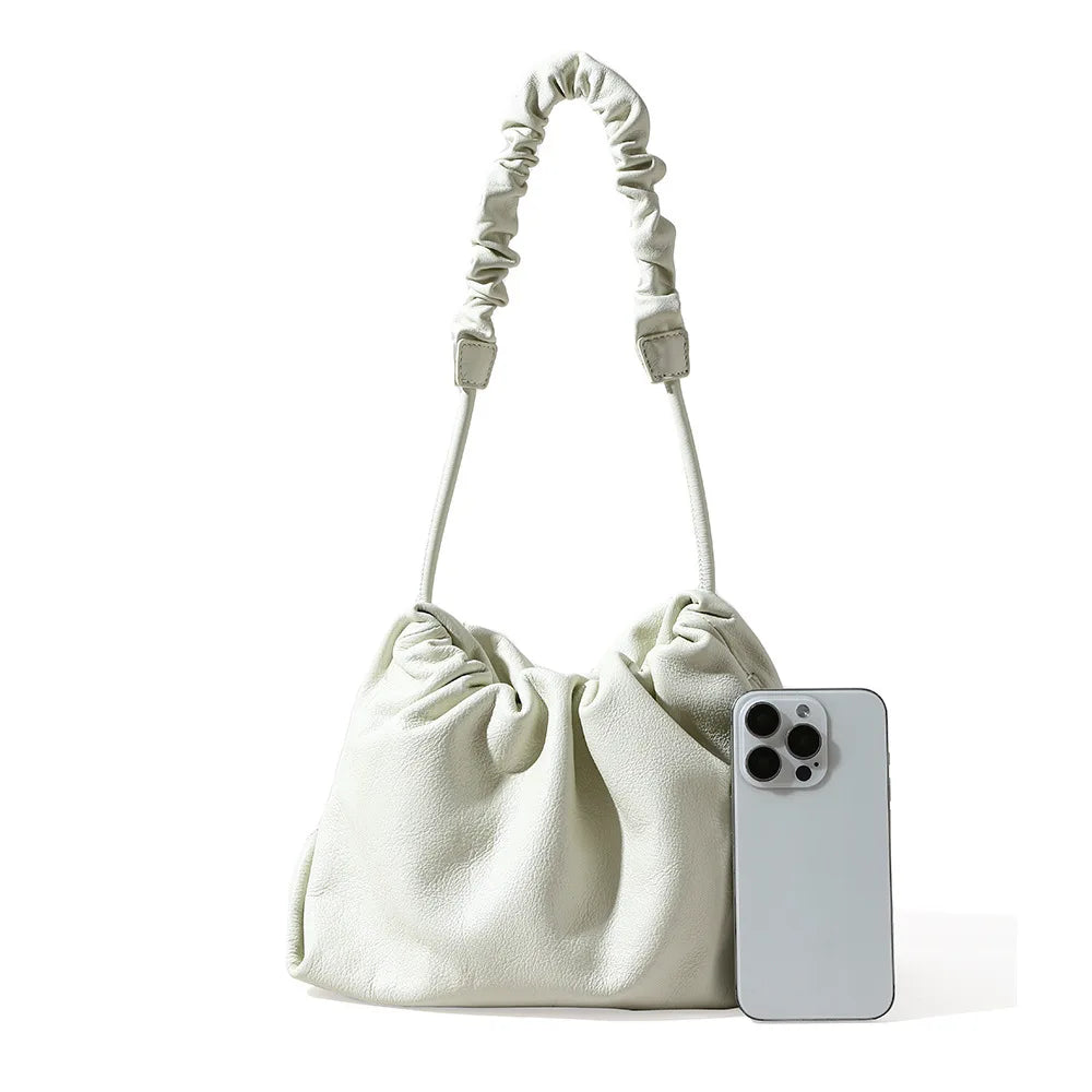 Luxury Leather Women's Drawstring Cloud Bag New Designer Minimalist Crossbody Shoulder Bag Wrinkled Small Handbag