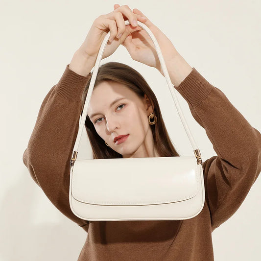 2025 New Genuine Leather Saddle Bag for Women Commuter Shoulder Handbag Underarm Bag Fashion Designer Style