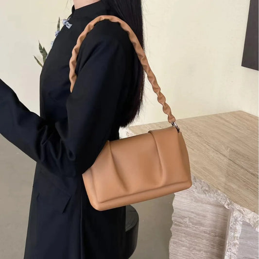 2025 New Cloud Style Pleated Genuine Leather Handbag Shoulder Bag Underarm Bag for Women Luxury Design