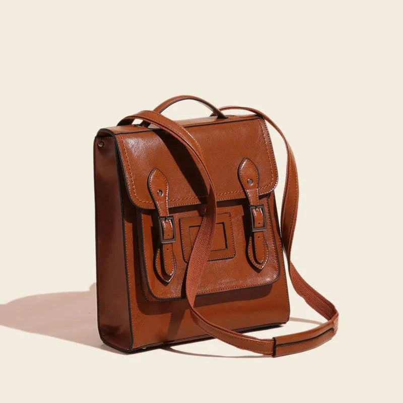 Genuine Leather Women Backpack 2025 New Lightweight Fashion Retro British Style Cambridge Bag Large Capacity