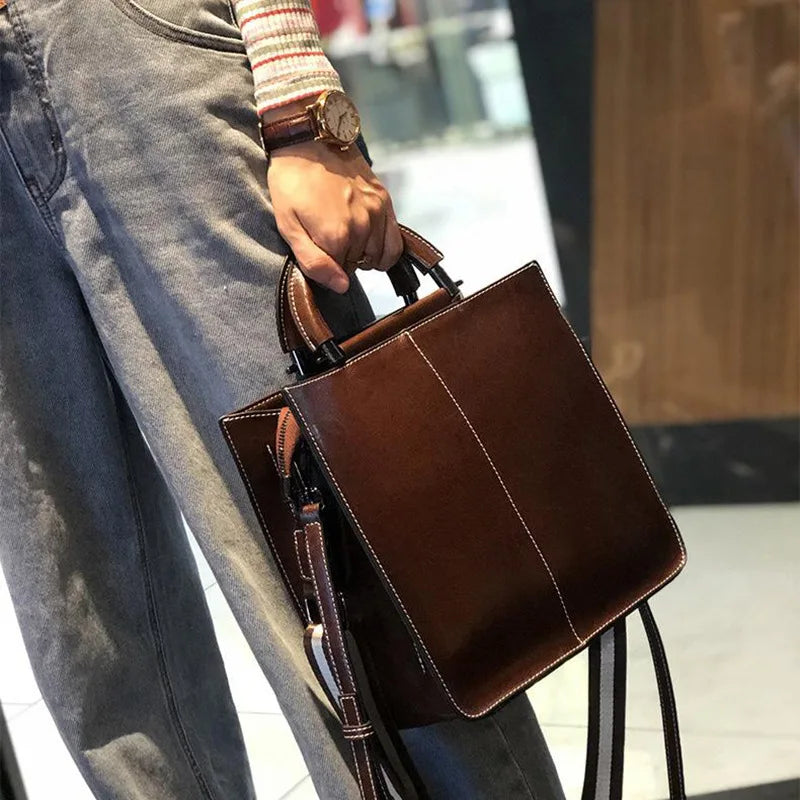 Genuine Leather Large Women Bag 2025 New Tote Handbag Retro Big Capacity Shoulder Bag for Work