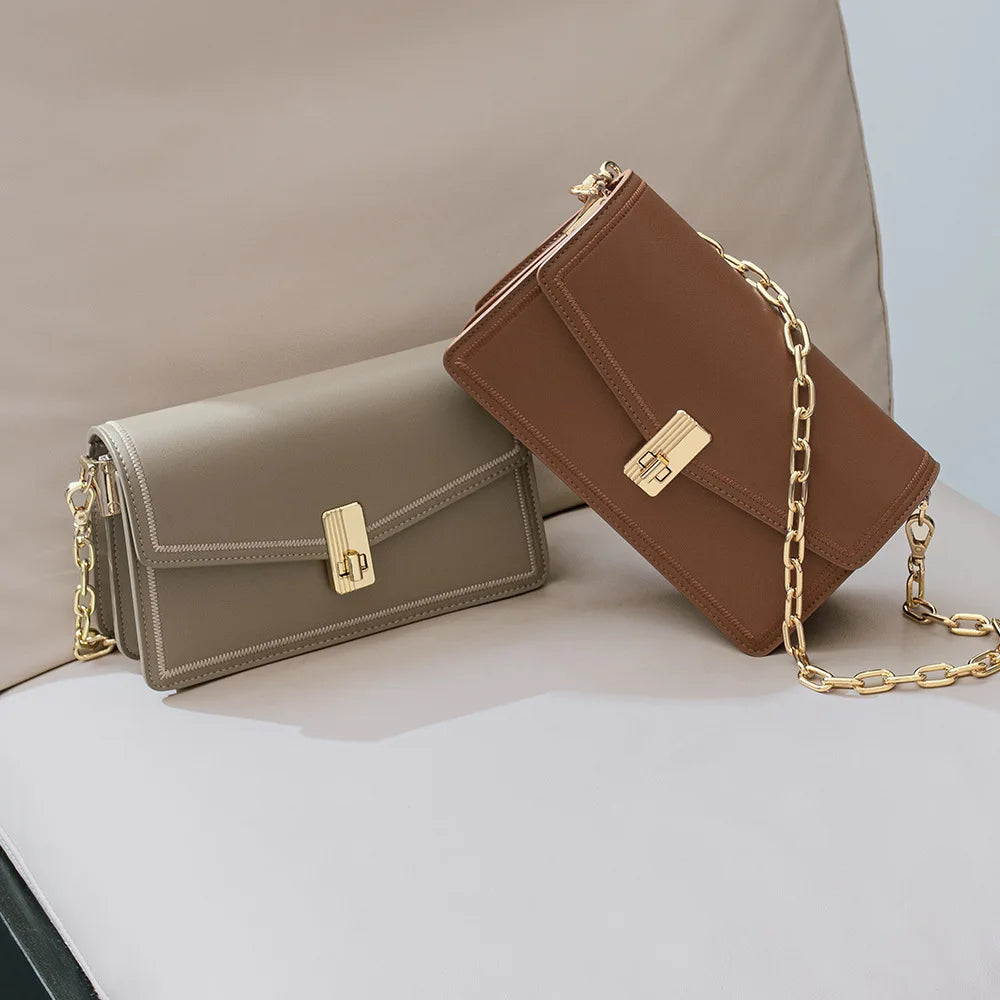 Fashion Versatile Work Small Square Bag Luxury Genuine Leather Women Handbag Shoulder Crossbody Phone Bag