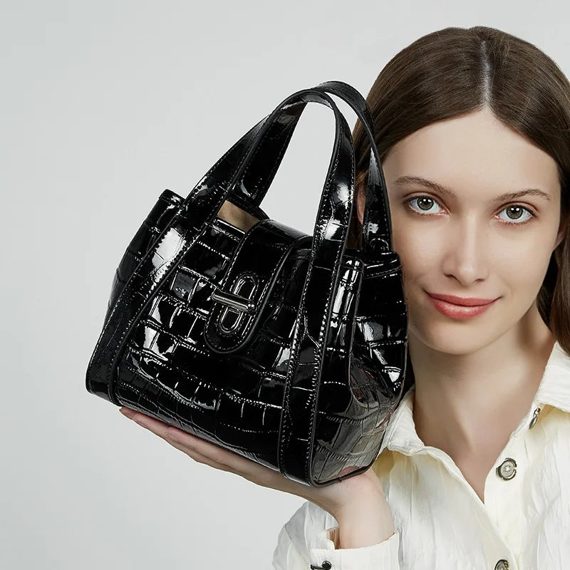 2025 Genuine Leather Women Shoulder Bag Crocodile Pattern Luxury Niche Tote Handbag for Work and Daily Use